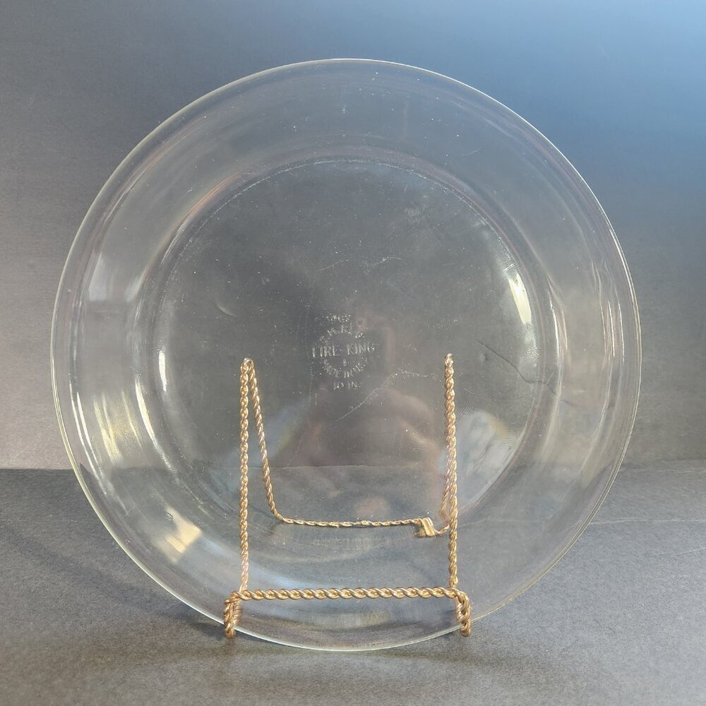 Vintage 50s Fire King Pie Plate 10" Clear Glass Retro Kitchen Cottage Core